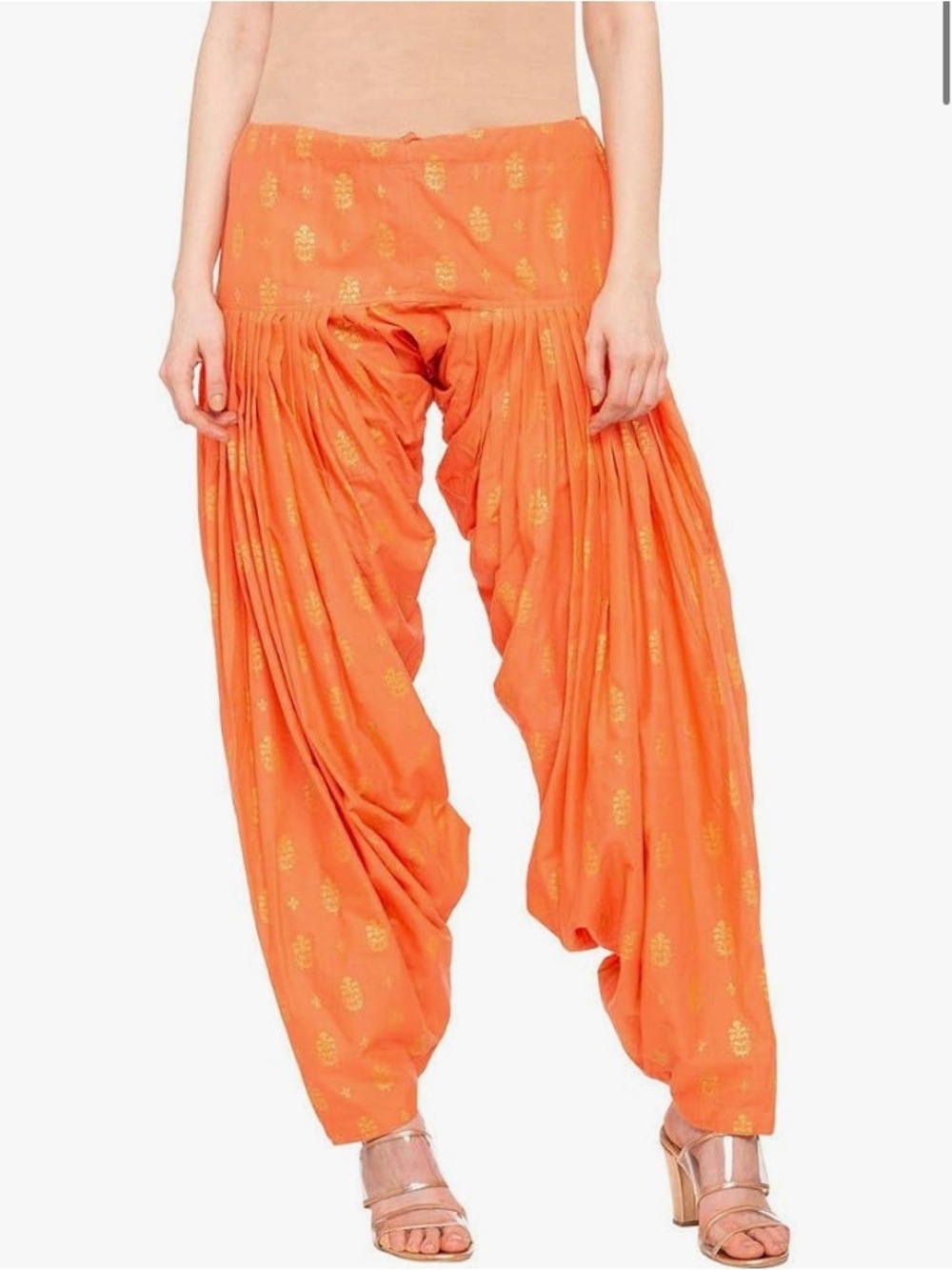 Patiala Pants Orange Purple Printed Draped harem yogi yoga boho bohemian cotton - Picture 1 of 11